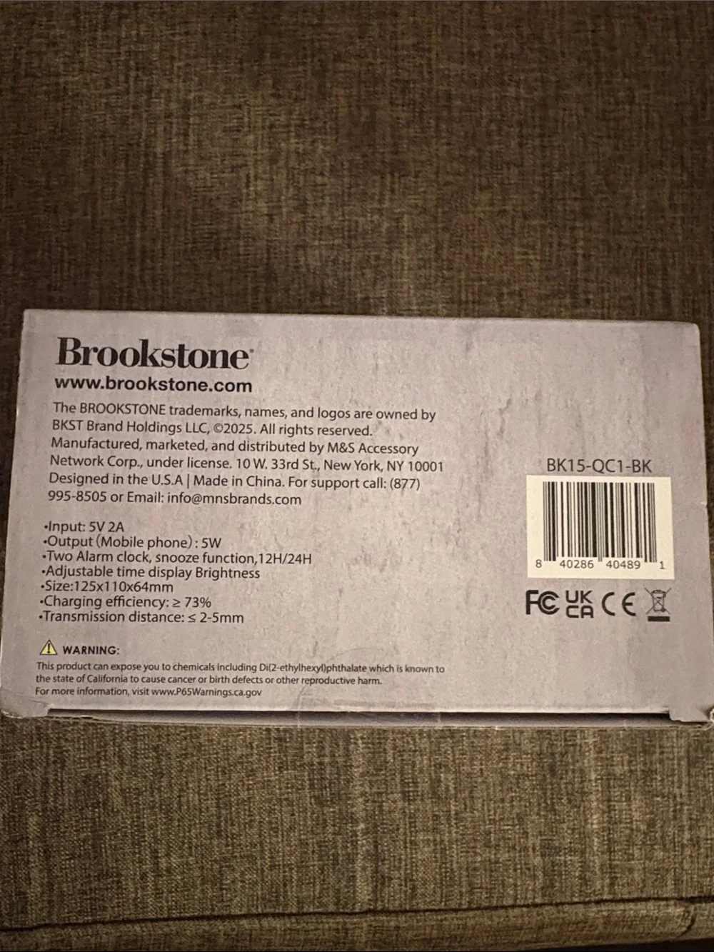 Brookstone Black Wireless Charger Alarm Clock